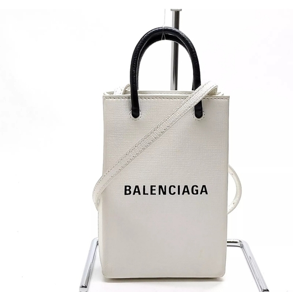 Balenciaga Crossbody bag Shopping Phone Holder White Leather 422501 - Picture 1 of 1